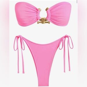 Zaful Pink Strapless Bikini Set